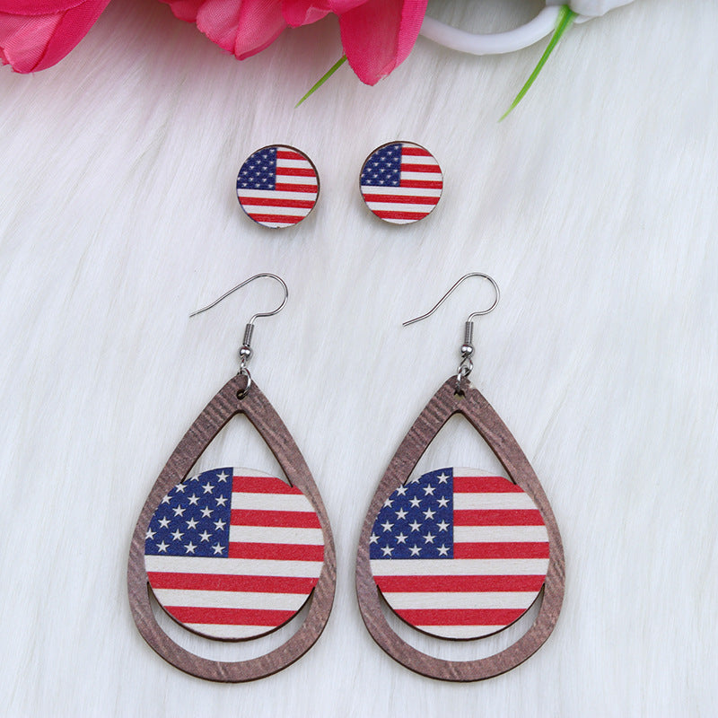 Pendientes de madera de madera del corazón de la hoja del águila del círculo del círculo al por mayor